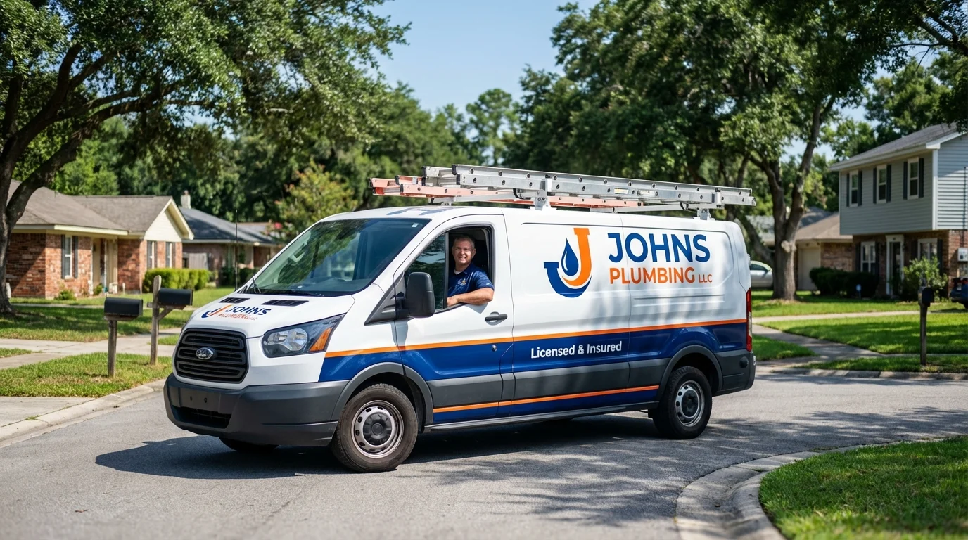Johns Plumbing LLC service van in New London, MO